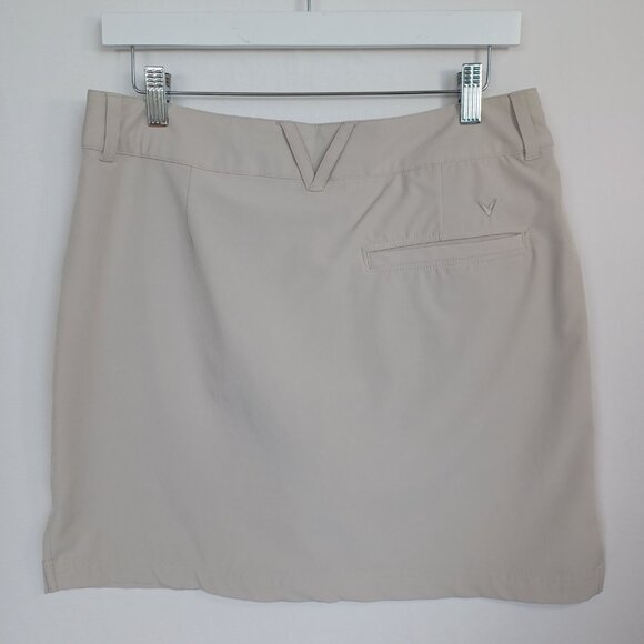 Callaway Golf Skort Beige Neutral Zip Front Skirt Built In Under Shorts Womens 8 - Picture 7 of 10